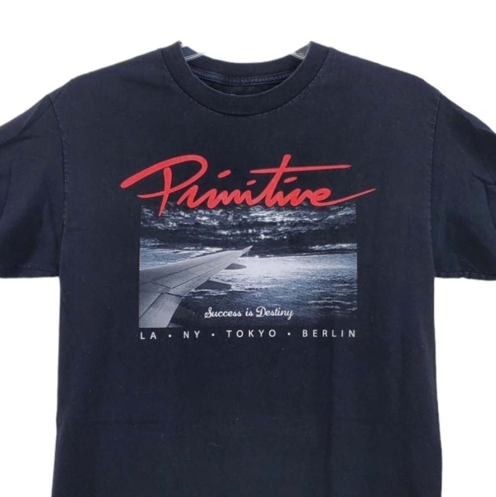 Primitive T-Shirt Mens M Black Cotton Red Logo Airplane Wing Success Is Destiny - Picture 2 of 9